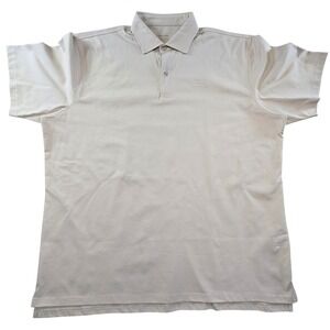 SANTO STUDIO Polo Shirt Mens 2XL Beige Short Sleeve Collared Tagless 100% Cotton